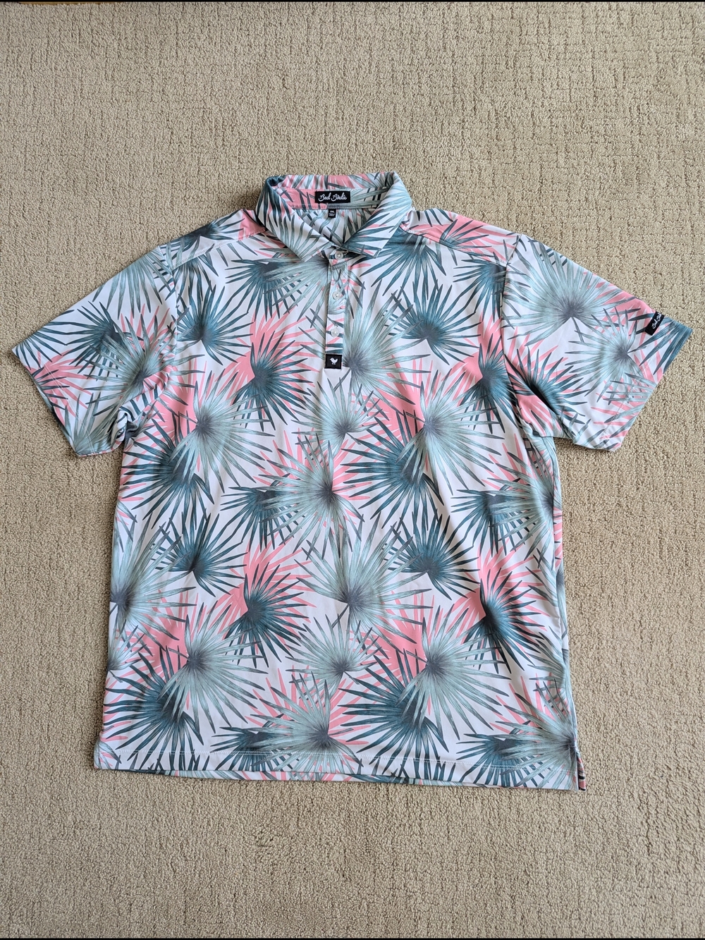 Bad Birdie Polo Shirt Mens 2XL Palm Tree Leaf Tropical Golf Stretch Performance